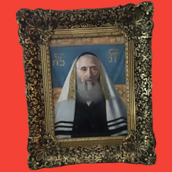 CASPAR MINÉ ORIG FRAMED OIL PAINTING - Portrait, Jewish Scholar/Rabbi. Rare! - Picture 2 of 4